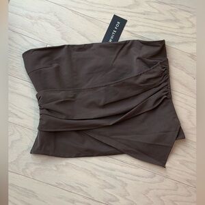 White Fox Brown Strapless Top - Size L